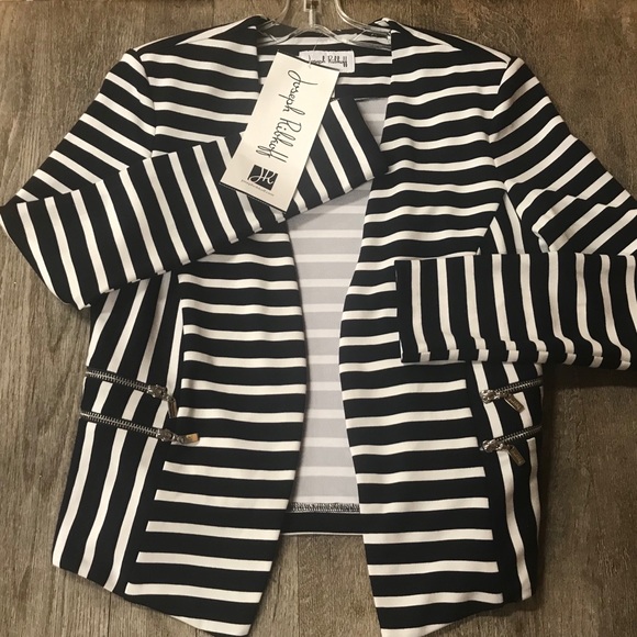 NWT Joseph Ribkoff Navy & White Stripe Cardigan - Picture 2 of 8